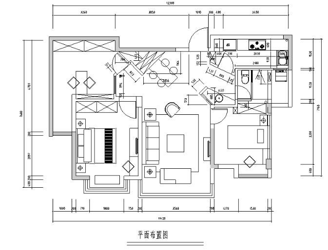 江苏常熟老街二居室住宅设计施工图（附效果图）