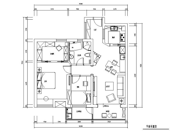 江苏常熟湖畔花园二居室住宅设计施工图（附效果图）