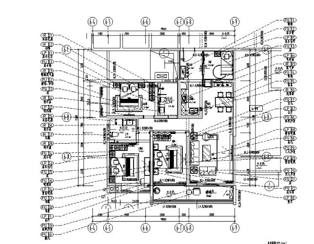 广东现代风简洁四居室样板房设计施工图（附效果图）