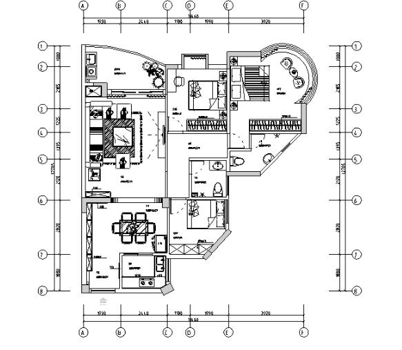 现代风简约极简主义三居室住宅建筑景观设计施工图（附效果图+