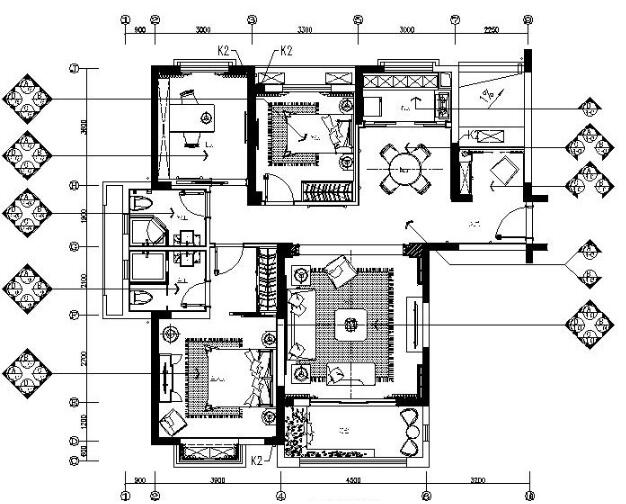 广东深圳华强城130㎡样板间施工图设计（附效果图）