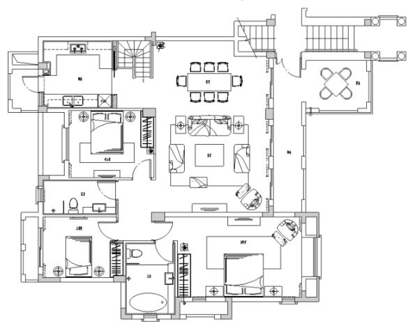 四川成都国建新城A2-a户型装修施工图