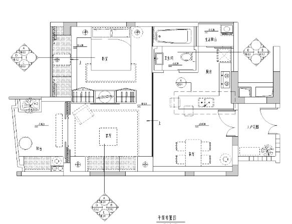 海南三亚时代海岸绿色东南亚风格A-1户型施工图