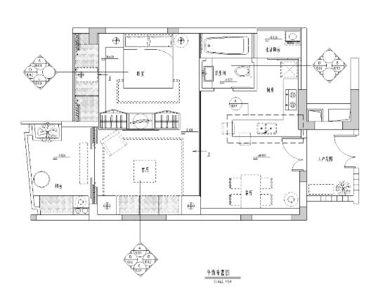 海南三亚时代海岸绿色东南亚风格A-1户型施工图