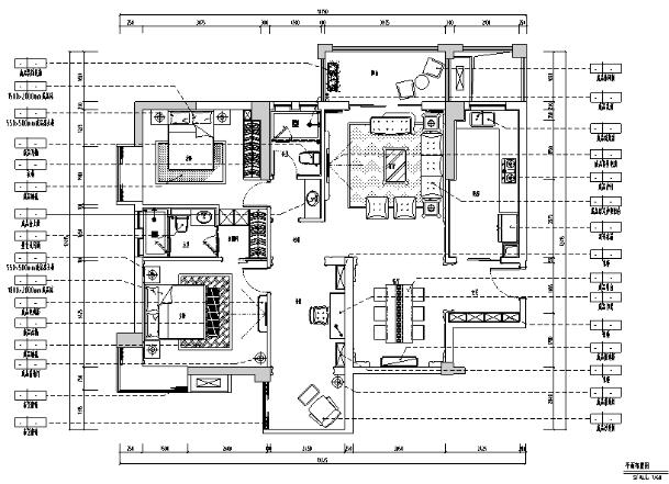 湖北大润发汽车新城B户型样板房设计施工图（附效果图