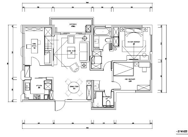 春江彼岸|现代风艺术蓝色优雅住宅设计施工图（附效果图