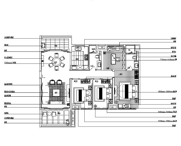 广东城市规划设计广场古典园林风样板房设计施工图（附效果图）