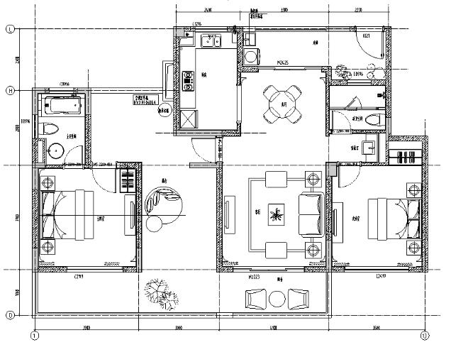 上海绿地启东景观建筑规划项目洋房E户型住宅设计施工图（附效果图+软