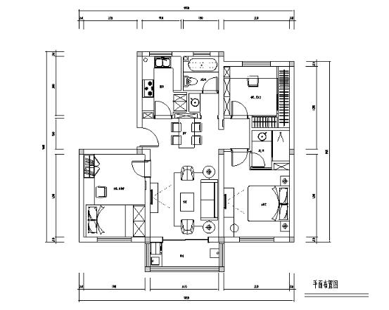 江苏现代风90平米三居室住宅设计施工图（附效果图）