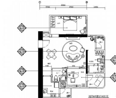 广州温馨一居室小户型家装室内CAD施工图（有效果图）