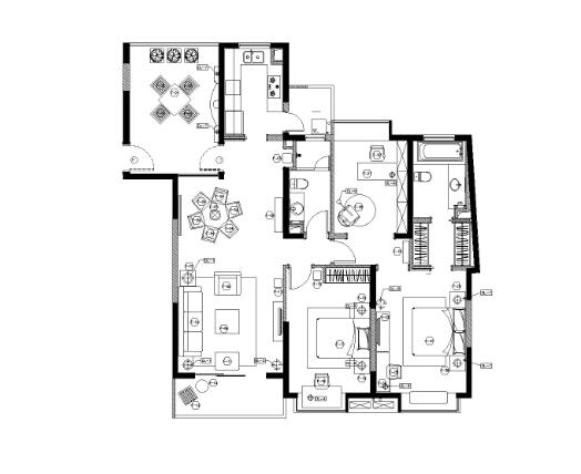 上海梁志天—浦东区上海滩花园F3样板房装修施工图