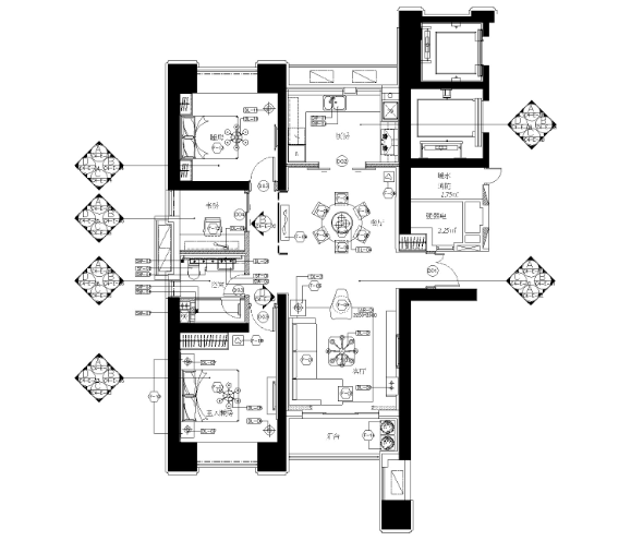 大连滨海新区海洋公园景观两居室样板房施工图