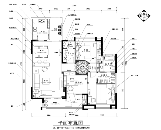 两居室山水田园风格住宅装修施工图+效果图