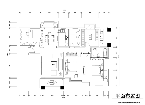 常熟​160平美式风格风格公寓房装修施工图