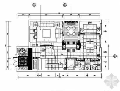 江苏古典园林风格三层商业别墅室内装修施工图（有实景）