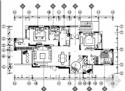 重庆新古典主义四居室商业别墅样板房室内装饰施工图