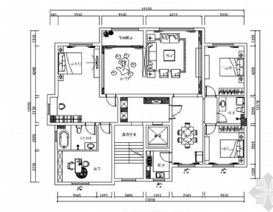 广东现代风简约风格四居室样板间装修施工图