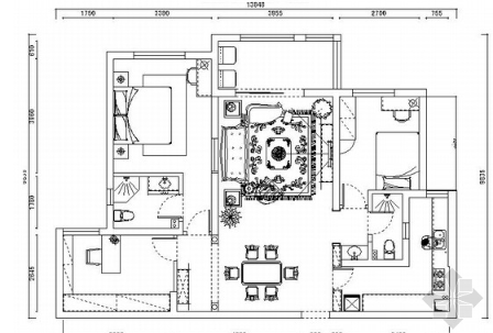 上海风景优美温馨山水田园欧式美式三居室CAD装修施工图（有高