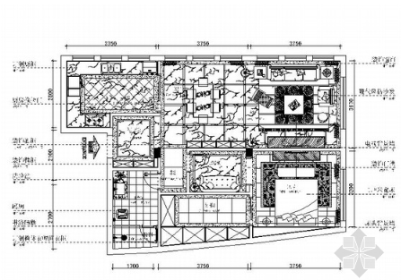 重庆恬静黑白灰200平现代风风格三居室室内装修施工图（