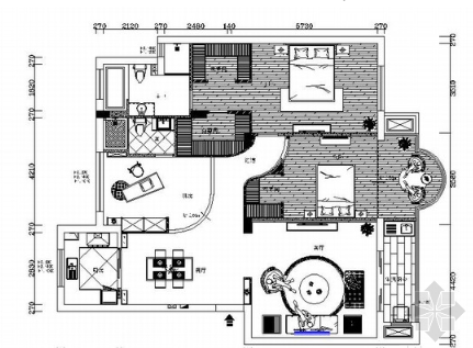 上海精品现代风三居室样板间室内设计装修施工图