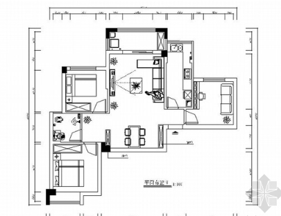 湖北清新简约现代风三居室室内装修设计施工图（有效果）