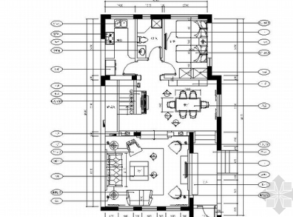 江苏某三层现代风欧式美式风格样板间室内装修施工图（有效果