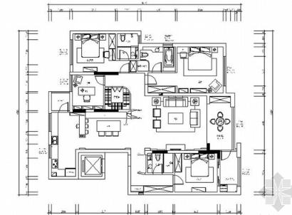 江苏190平英式山水田园风格4室2厅室内设计装修施工图（有