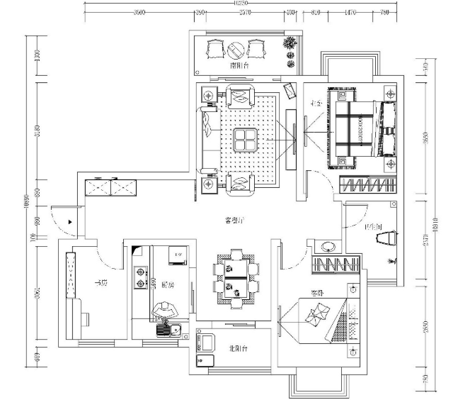 简欧风格二居室全套施工图设计（附效果图）