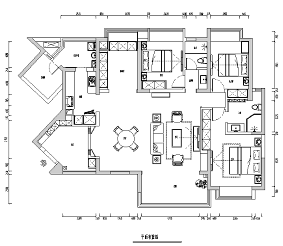 锦瑟|新中式风格美式风格混搭风样板间设计施工图（