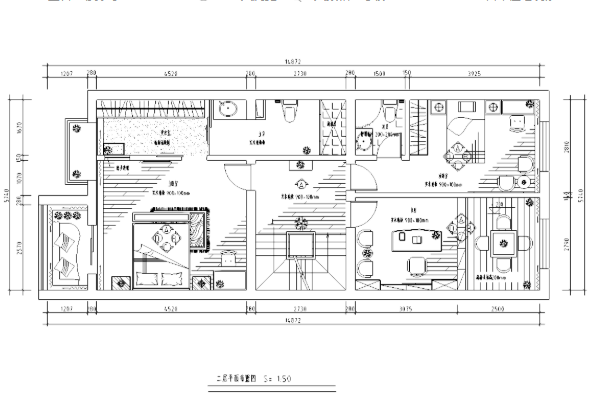 福建某三层商业别墅建筑景观室内装修施工平面图