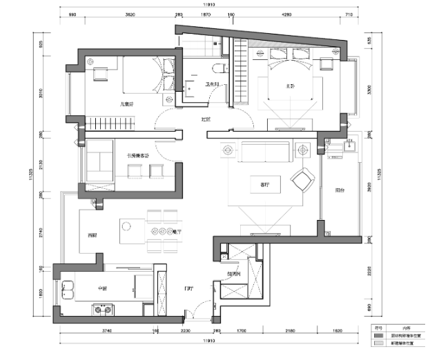 上海宏润国际花园两居室样板房装修施工图