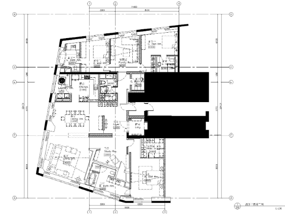 青岛-万邦中心A户型样板房CAD施工图