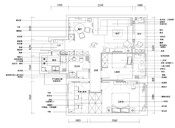 浙江杭州雅居三居室样板房装修施工图