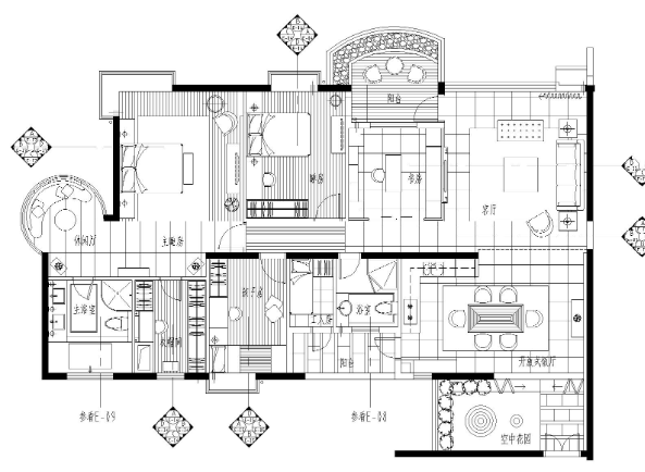 广东梁景华方案文本珠海丽景湾A型样板间施工图