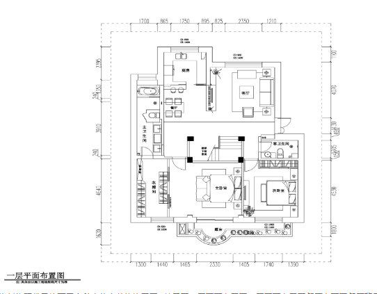 现代风风格两居室私人住宅装修施工图+效果图