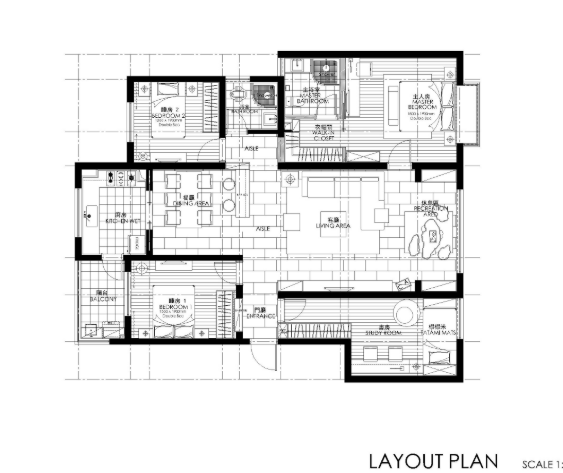 现代风简约风格三居室住宅全套施工图+效果图