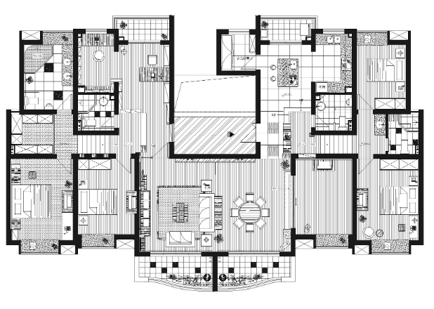 上海嘉丽豪园233㎡四居室样板间施工图