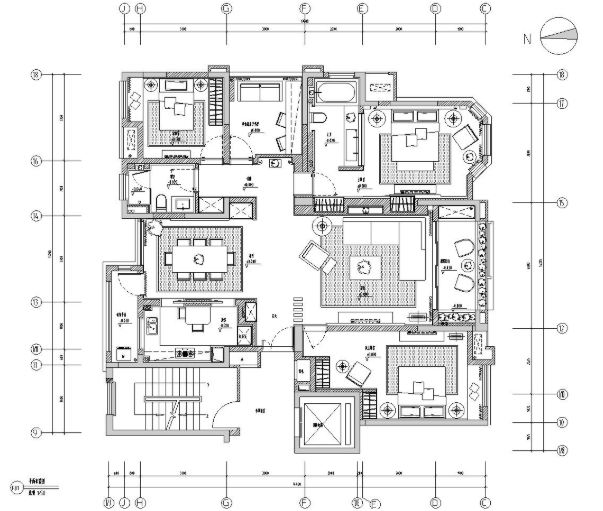 安徽华地紫园501户型样板房室内施工图设计（CAD+实景