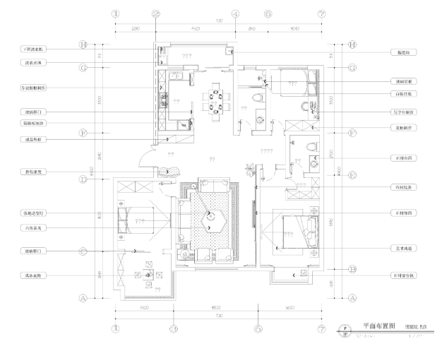 三居室私人住宅室内装修施工图+效果图