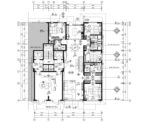 北京五矿万科如园四居室样板间CAD全套施工图+软装设计