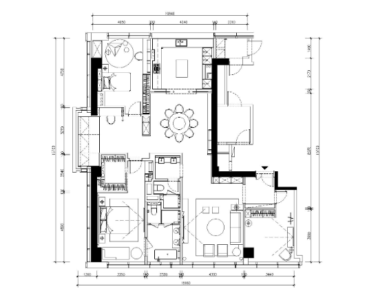 浙江-现代风轻奢住宅样板间施工图+效果图