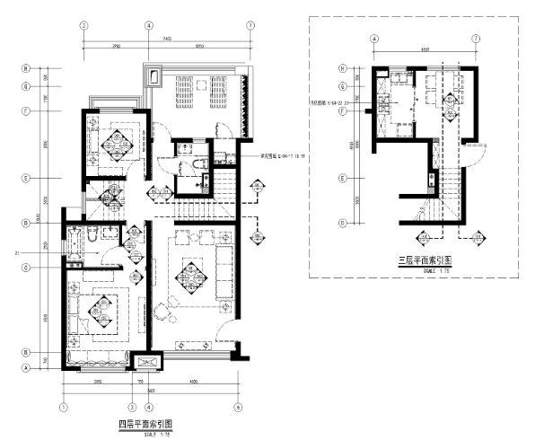 上海绿地启东三期现代风古典园林风格样板间施工图+物料表+效