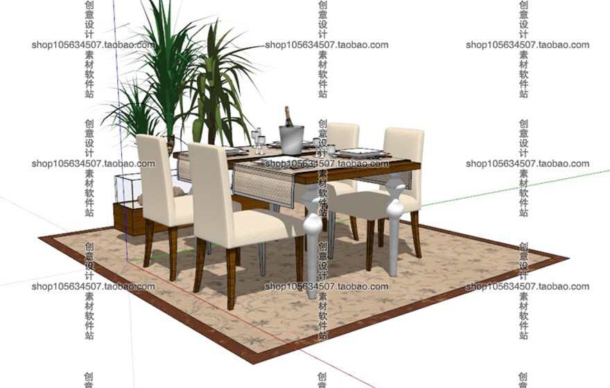 设计资源-SU素材草图-大师设计素材-模型库室内设计餐饮建筑景观中式餐厅咖