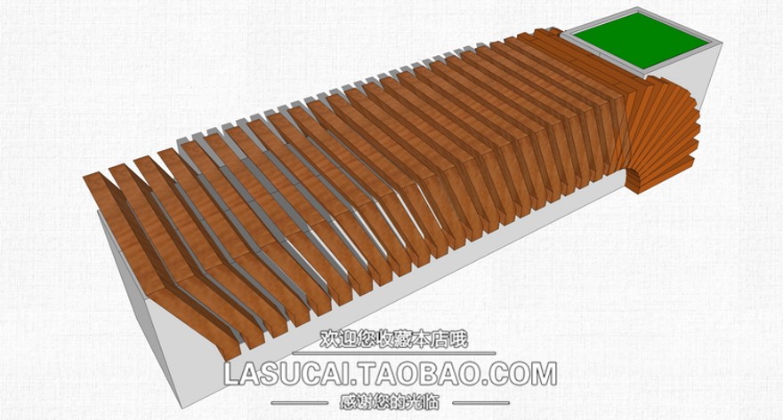 设计资源广场休闲长椅座椅su模型组件sketchup景观户外条椅坐