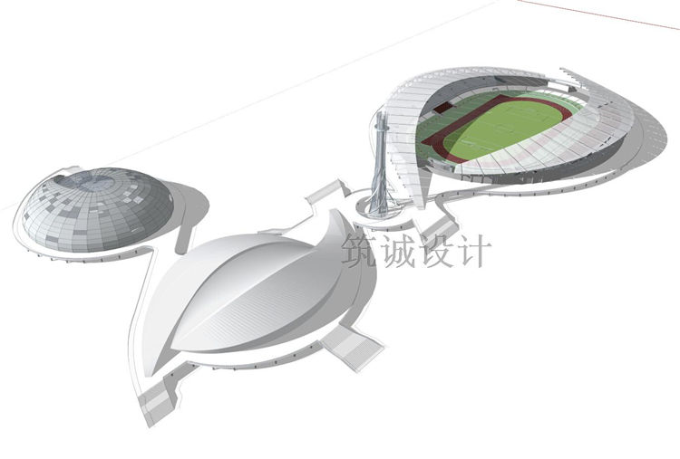 完整su素材体育馆体育场游泳馆草图-大师设计素材-足球场篮球馆组件