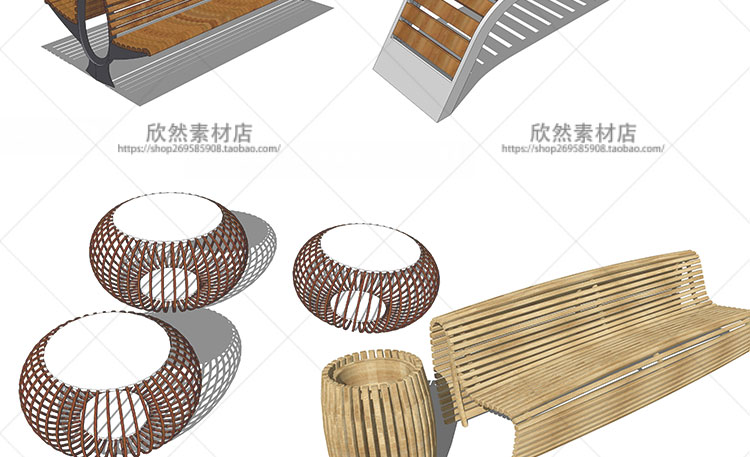 设计资源sketchup草图-大师设计素材-园林景观室内座凳长椅座椅商业广场