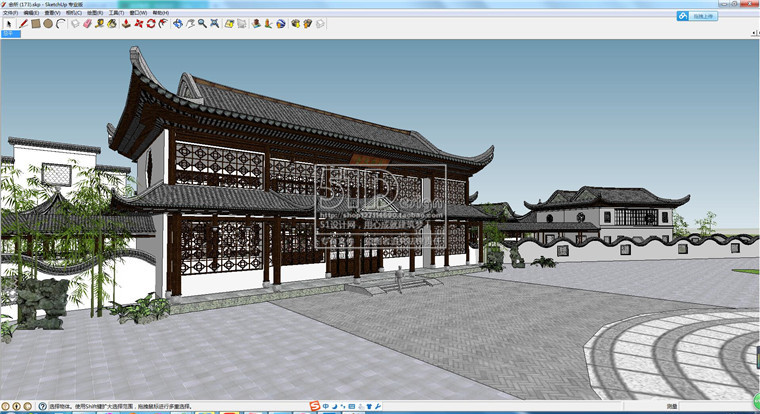 设计资源中式古建筑凉亭民居su草图-大师设计素材-模型sketchup精细skp可