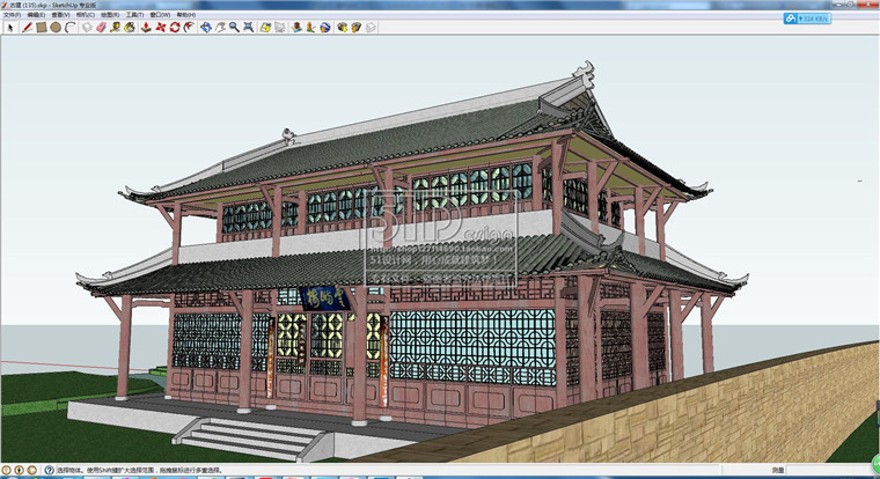 设计资源中式古建筑凉亭民居su草图-大师设计素材-模型sketchup精细skp可