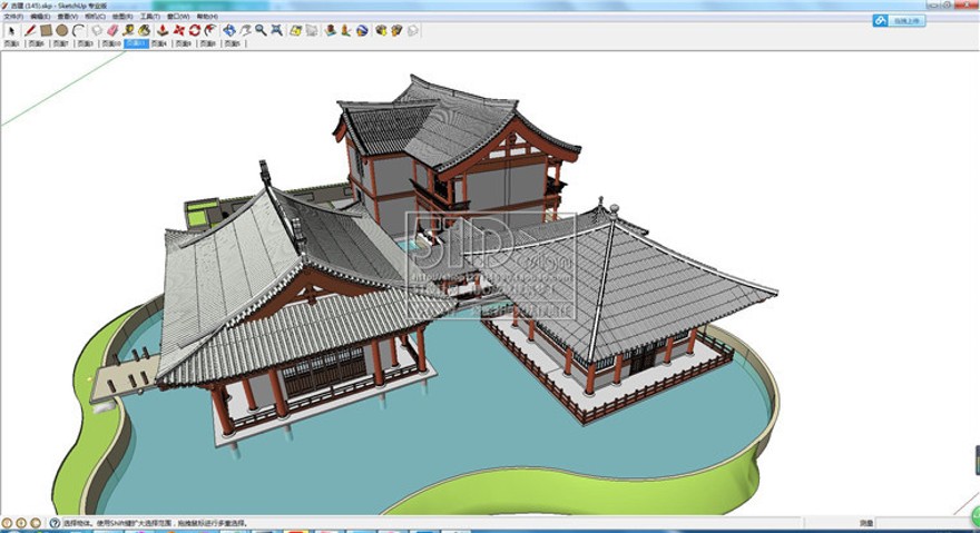 设计资源中式古建筑凉亭民居su草图-大师设计素材-模型sketchup精细skp可