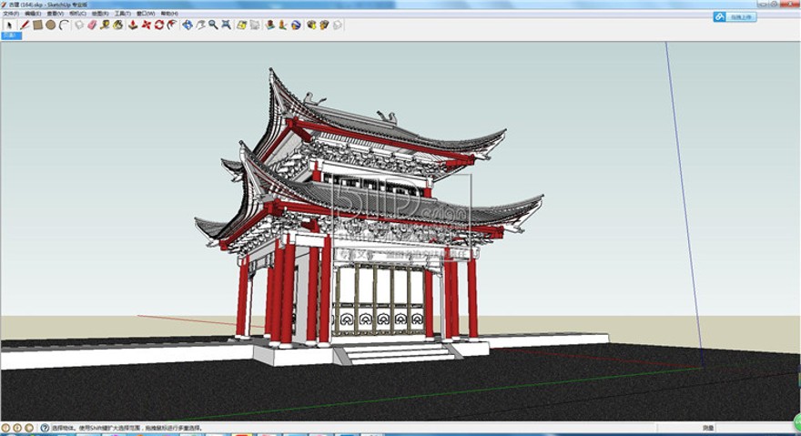 设计资源中式古建筑凉亭民居su草图-大师设计素材-模型sketchup精细skp可